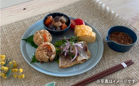 【波佐見焼】RONDE 大皿2色セット（うす瑠璃・グレー） 食器 皿 【和山】プレート オーバル パスタ皿 ワンプレート カフェ 北欧 シンプル グレー ブルー 藍色 おしゃれ 22cm [WB58]