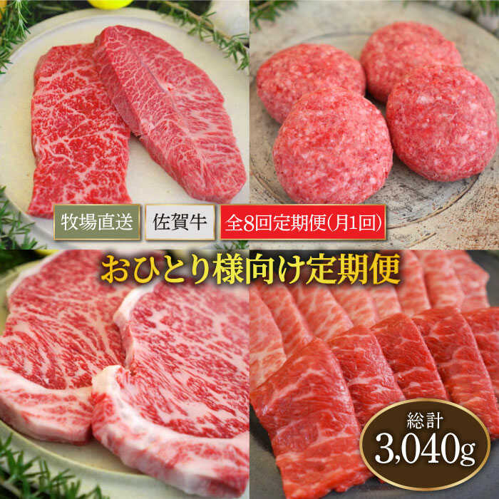 【ふるさと納税】 【牧場直送】 【全8回定期便】 佐賀牛 お一人様向け 定期便 【有限会社佐賀セントラル牧場】 和牛 国産牛 黒毛和牛 お肉 肉 牛肉 食べ比べ 冷凍 ステーキ ハンバーグ サーロイン ステーキ 焼肉用 一人用 少人数用 佐賀県 白石町 [IAH175]