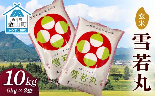 令和7年産 金山産米 雪若丸【玄米】（5kg×2袋） 計10kg 米 お米 ご飯 玄米 ブランド米 送料無料 東北 山形 金山町 F4B-0791