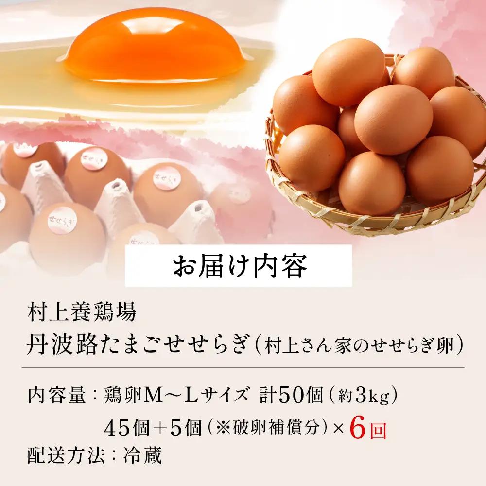 【6ヶ月定期便】せせらぎ卵 50個 〈丹波市産〉 鶏卵 定期便