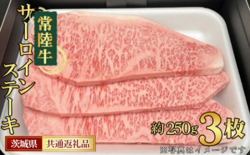 No.459 【常陸牛】サーロインステーキ　約250g×3枚＜茨城県共通返礼品＞ ／ お肉 ご褒美 お祝い 茨城県