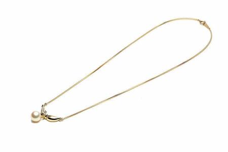 【ふるなび限定】【限定１点】【大珠】あこや真珠（９.３ｍｍ珠）ダイヤ入りデザインネックレス/Ｋ１８ＹG　FN-Limited