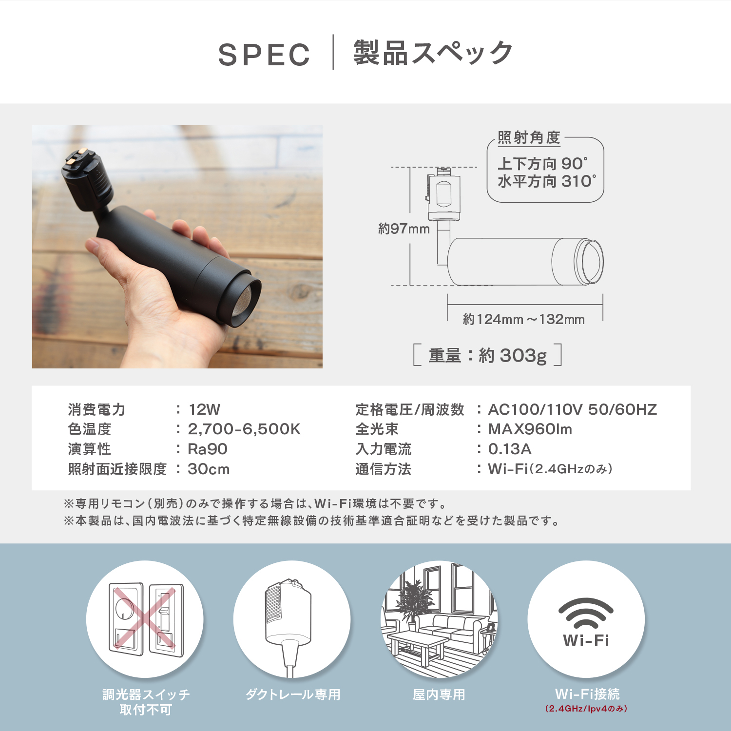 エジソンスマート ミニスポットライト 福岡市【ブラック】