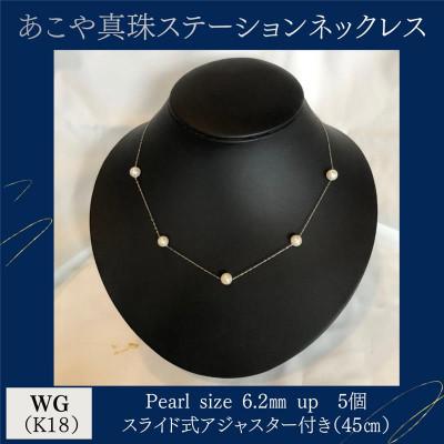 ふるさと納税 嘉麻市 WG(K18)あこや真珠ステーションネックレス　スライド式アジャスター付(45cm)