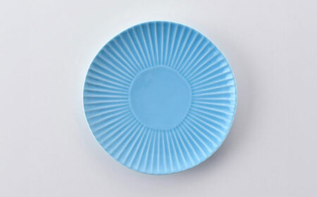 【波佐見焼】しのぎ新色 中皿 Helloblue 3枚セット ブルー【一龍陶苑】[CC86]