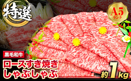 特選 黒毛和牛 ロース すき焼き しゃぶしゃぶ 約1kg 牛魔王デミート《30日以内に出荷予定(土日祝除く)》大阪府 羽曳野市 送料無料 牛肉 牛 和牛 ロース 黒毛和牛ロース 黒毛和牛すき焼き すき焼 黒毛和牛すきやき 黒毛和牛しゃぶしゃぶ A5ランク A5等級 和牛ロース 和牛すき焼き 和牛しゃぶしゃぶ 特選A5黒毛和牛