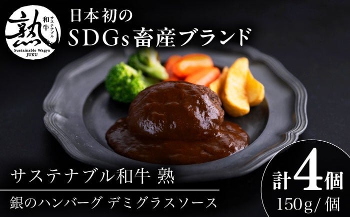 
            ハンバーグ 銀のハンバーグ デミグラスソース 150g×4個 サステナブル和牛 牛肉 加工品 ギフト包装 ハンバーグ 肉 デミグラスソース 詰め合わせ セット お取り寄せ 美味しい ご当地 名産品 雲南 
人気 おすすめ グルメ ギフト食事 メイン 調理 デミグラスソース 贈答用 プレゼント ご褒美 セット 詰め合わせ 和牛 島根県雲南市/株式会社熟豊ファーム [AIAT020]
          
