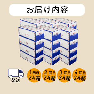 定期便 ティッシュ ペーパー ボックス 24箱 全4回 ティッシュペーパー 計96箱 ティッシュ 