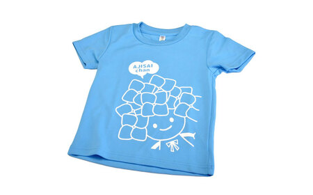 ご当地キャラクターあじさいちゃんグッズ　Tシャツ（サイズ110）サックス 1枚 【開成町商工振興会】[BDAY004-2]