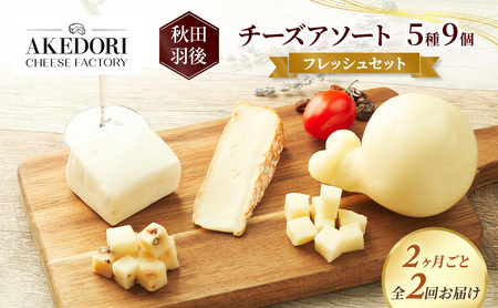 チーズ詰合せ 明通りチーズ工房 フレッシュ5種 スカモルツァ チーズ詰合せ【5種9個】【定期便 全2回】