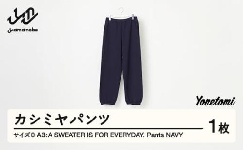 ≪順次発送≫ A3: A SWEATER IS FOR EVERYDAY. Pants NAVY ネイビー カシミヤ パンツ ズボン 服 洋服 ユニセックス メンズ レディース ブランド 数量限定 山形県 山辺町 サイズ0 yt-septn0-sn