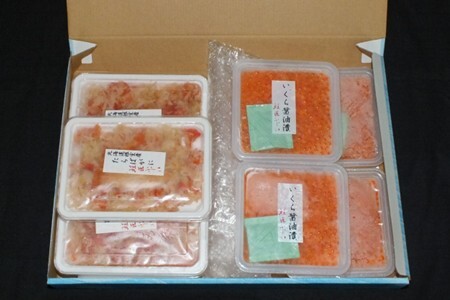 【北海道根室産】いくら醤油漬け120g×4P・ボイルたらばがに剥き身100g×3P F-42011