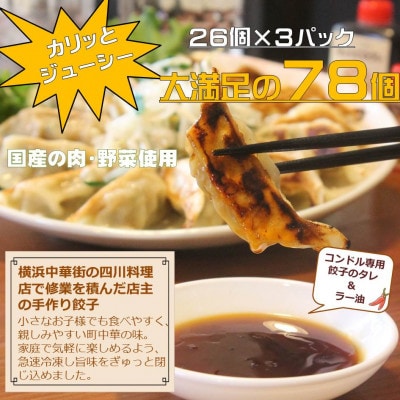 能登豚と新鮮キャベツのやみつき餃子　78個　専用タレ2本　ラー油1本付き 餃子のコンドル【配送不可地域：離島】
