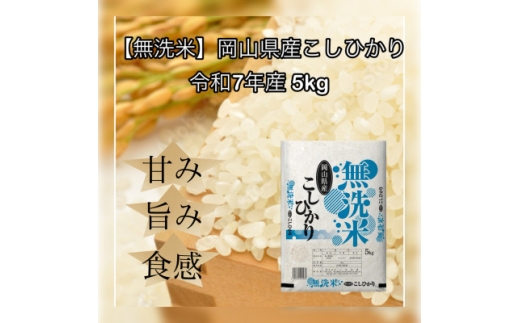 ＜無洗米＞令和7年産 岡山県産 こしひかり 5kg【1735884】