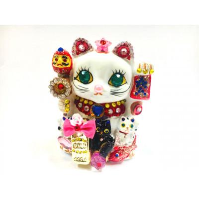 ふるさと納税 中間市 金運親子ジュエリー招き猫エメラルド(小)