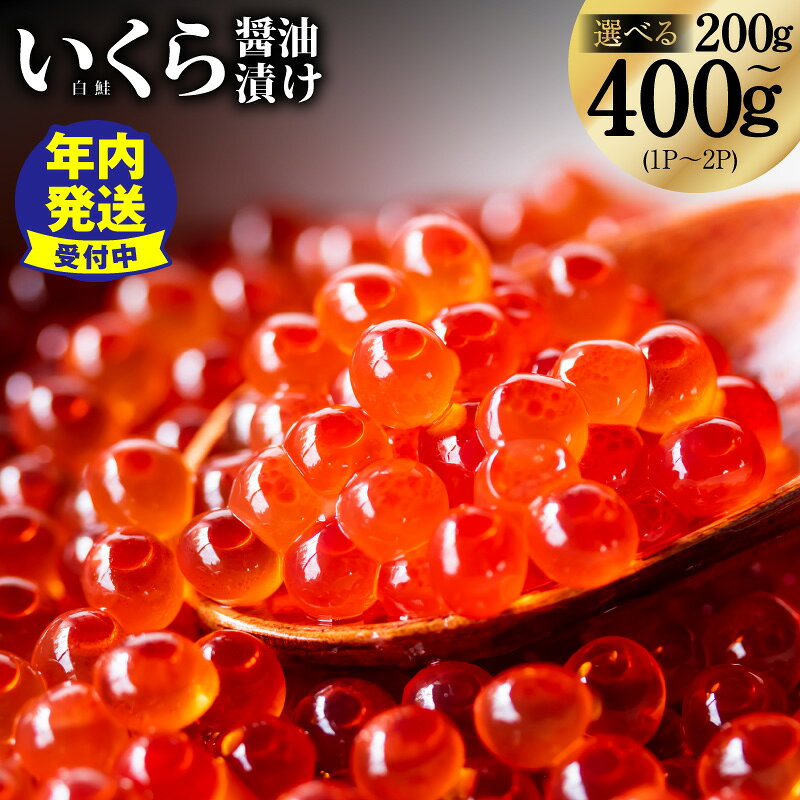 【ふるさと納税】先行予約 鮭いくら醤油漬 選べる容量 200g 400g 化粧箱入り 濃厚 醤油仕立て 鮭卵 魚卵 海鮮丼 手巻き寿司 軍艦巻き 贈答用 ギフト用 冷凍 小分け パック シーフード お取り寄せ グルメ 飯の友 おかず 食卓 彩り 年内発送 大阪府 泉佐野市 送料無料