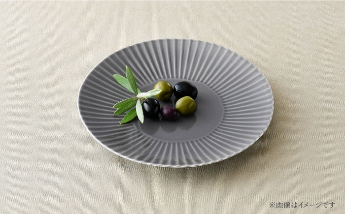 【波佐見焼】しのぎ 大皿 プレート 5枚セット(グレー)【一龍陶苑】 [CC16]