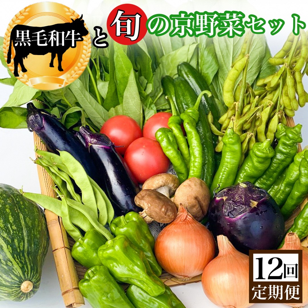 【12回定期便】黒毛和牛 ＆ 旬の京野菜 詰合せ　毎月お届け・全12回コース《京都 丹波 和牛 お楽しみ》 ※沖縄・離島・諸島へのお届け不可