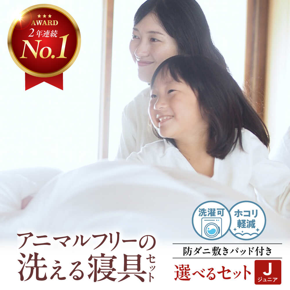 【ふるさと納税】【選べる種類】《日本製》 洗える エシカルダウン掛け布団＆防ダニ敷きパッドセット〈ジュニア〉人工羽毛 エントリーモデル 広島県福山市/イシケン株式会社 羽毛布団 羽毛ふとん 肌掛け 夏用 オールシーズン 掛布団 寝具 [BAAK149]