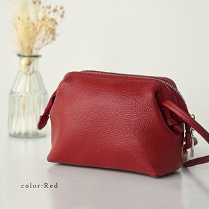 本革コンパクトショルダーバッグ レッド 17-054