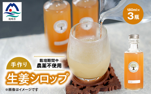 【手作り生姜シロップ(180ml×3瓶)無添加・栽培期間中 農薬不使用・新生姜 A3-34F