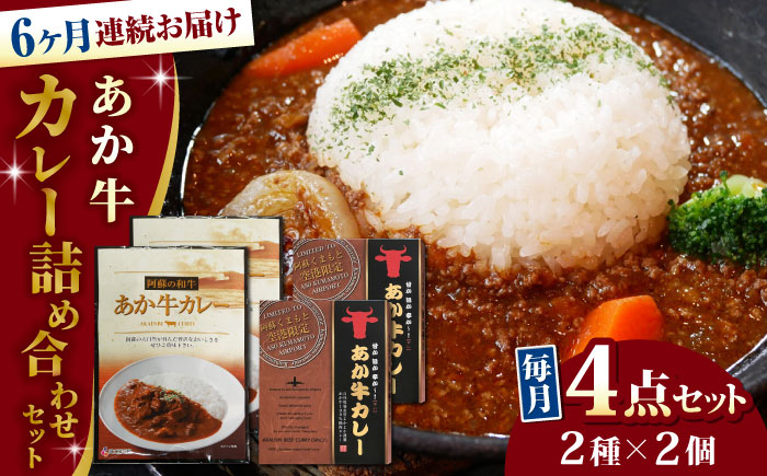 【全6回定期便】熊本県産 あか牛 カレー詰め合わせセット 計4個 ( カレー 2種 各2個 ) 熊本和牛【有限会社 三協畜産】[YCG080]