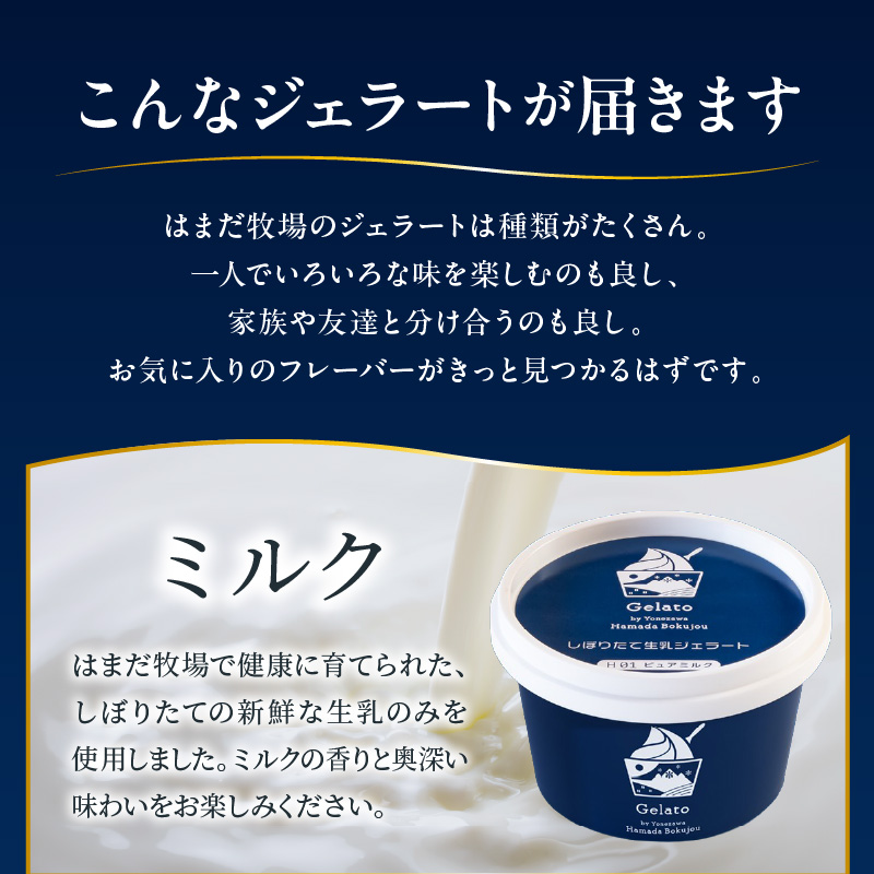牧場しぼりたて 生乳ジェラート 3種類 計 8個 ( 1個 110ml ) ピュアミルク ミルク ラムレーズン キャラメル