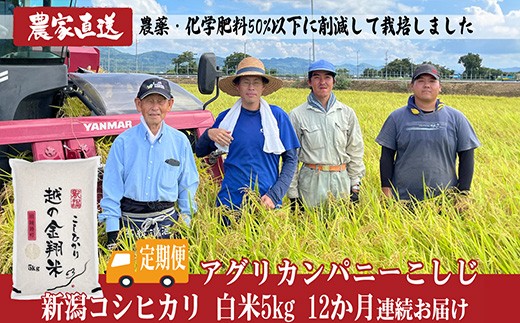 
                  J8-7N05ZE【12ヶ月連続お届け】新潟県長岡産コシヒカリ5kg（特別栽培米）
                