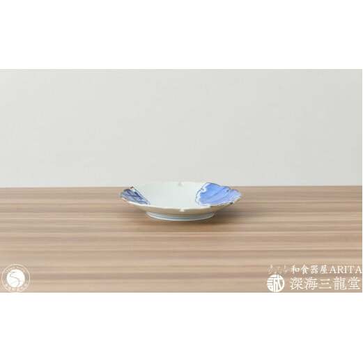 染付雪輪皿 地紋と麻の葉 2枚 セット 深海三龍堂 有田焼 和食器 和風 小皿 銘々皿 取り皿 七宝 染付 青 A20-524_イメージ5
