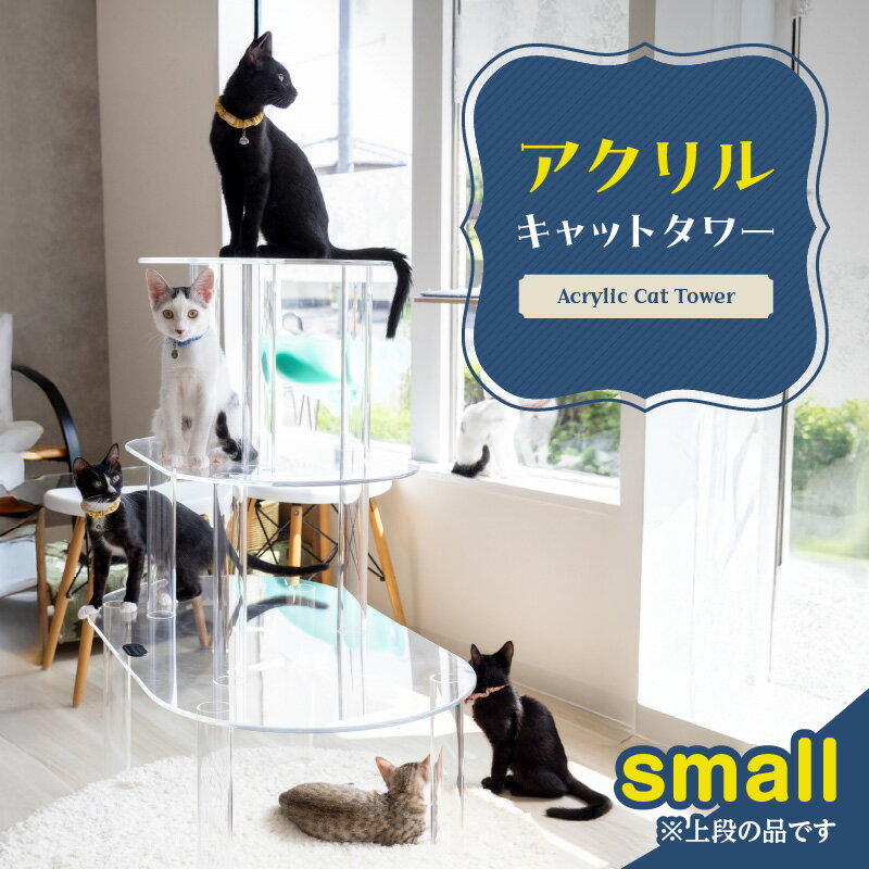 【ふるさと納税】アクリル製キャットタワー small アクリル素材 透明 インテリア ペットグッズ　猫タワー 保護猫 愛猫 360度 観察 コンパクト シンプル 組み立て式 テーブル 割れにくい 耐久性 愛知県 小牧 送料無料