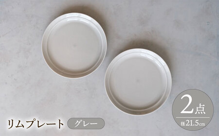 【波佐見焼】 リムプレート グレー 2点セット 【西海陶器】[OA395]