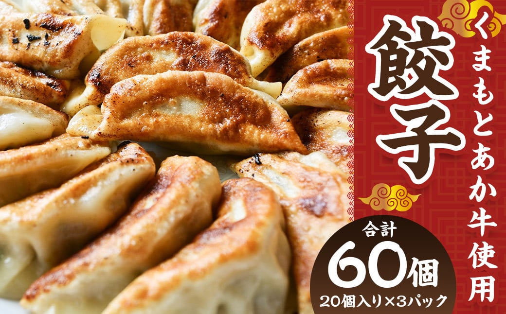 くまもと あか牛 100％ 餃子 60個 (20個入り×3) ぎょうざ