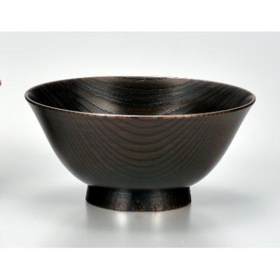 ふるさと納税 加賀市 山中塗 国産漆器 ごはん茶わん(化粧箱入)&lt;欅4.1飯茶椀　黒摺&gt;　SO-0329