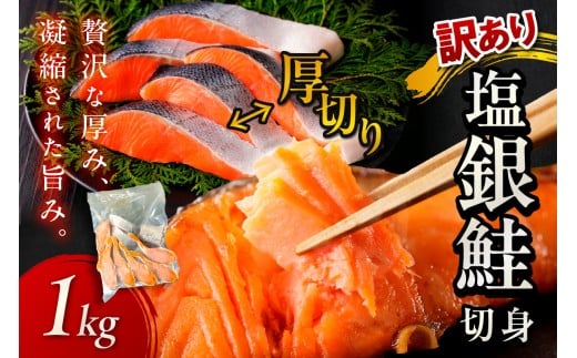 【事業者応援・鮭 切り身】お手軽！絶品！厚切り 塩銀鮭 切り身 約1kg（プロトン凍結　不揃い）塩鮭切り身 銀鮭切り身 サケ小分け 塩鮭厚切り 銀鮭厚切り　YK00236