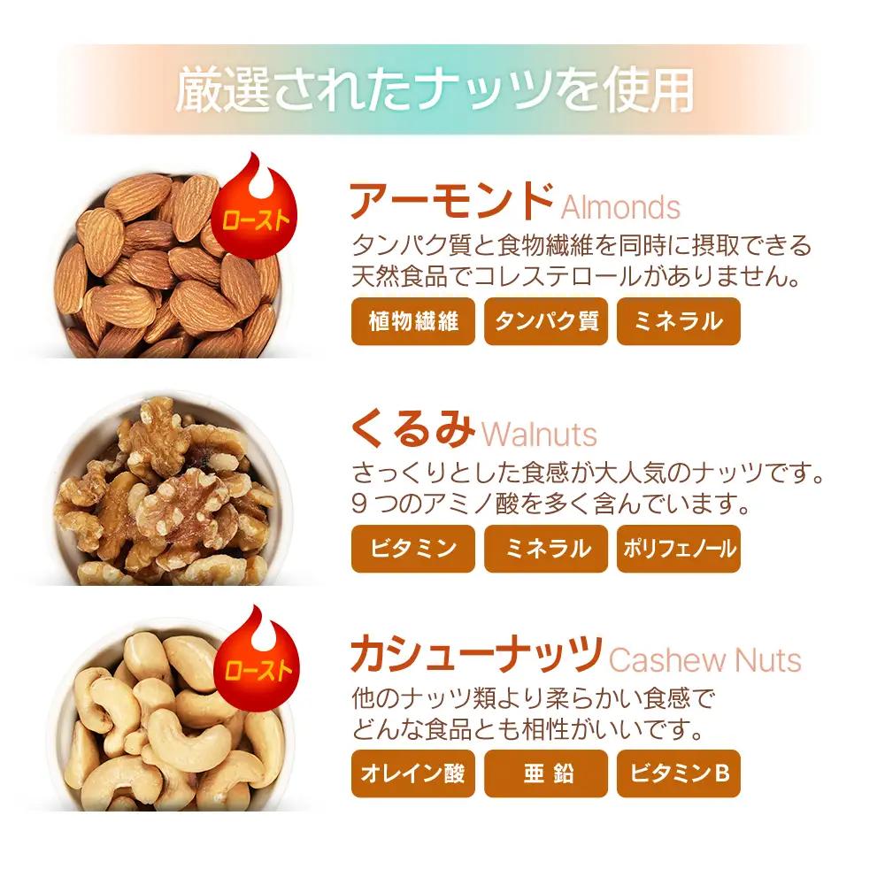 3種プレミアムミックスナッツ 1kg くるみ アーモンド カシューナッツ ANAL005/ ナッツ ミックスナッツ 素焼きアーモンド 無添加 ドライロースト カリフォルニア堅果 産地直輸入 無塩 添 