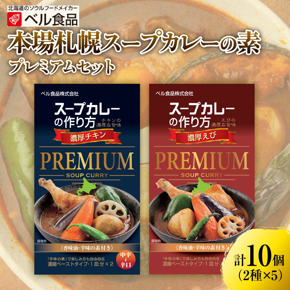 【ふるさと納税】 スープカレー 濃厚 チキン えび 122g 5箱 2種 計10箱 セット 食べ比べ スープカレーの素 カレー 素 10000円 旨味 中辛 辛口 グルメ 簡単 お手軽 夕食 北海道 札幌市