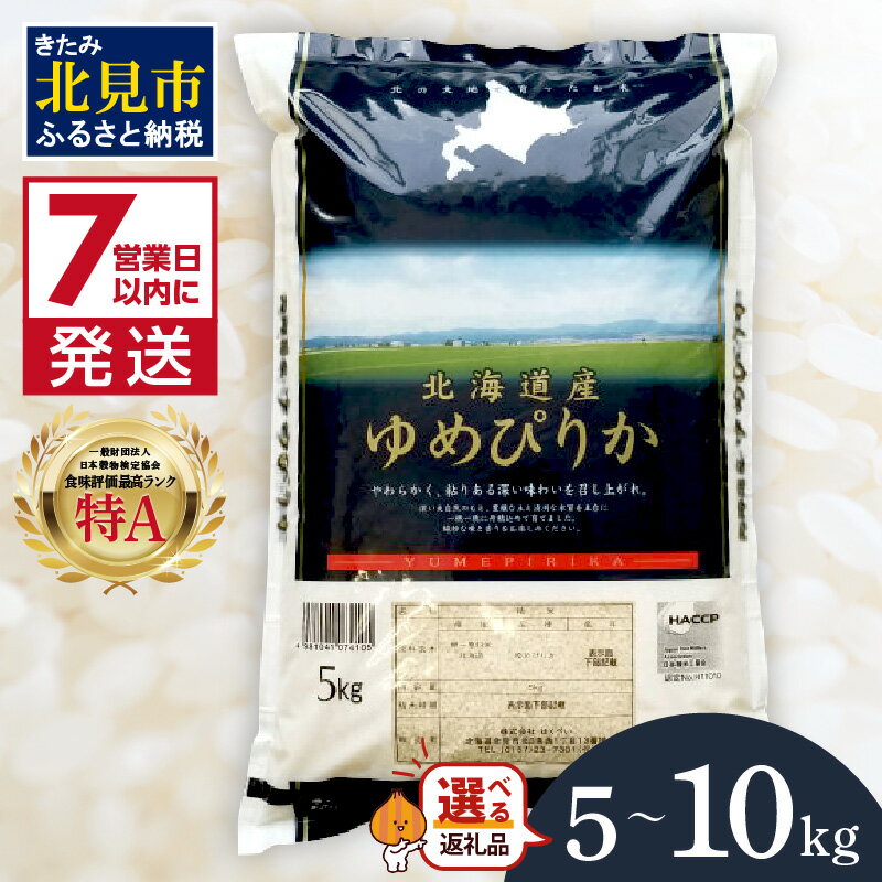 【ふるさと納税】《7営業日以内に発送》令和6年産 ゆめぴりか 5kg 10kg 北海道産 厳撰 精白米 ( お米 米 白米 北海道 精米 5キロ 10キロ 5kg 10kg ごはん ライス 特A ふるさと納税 )