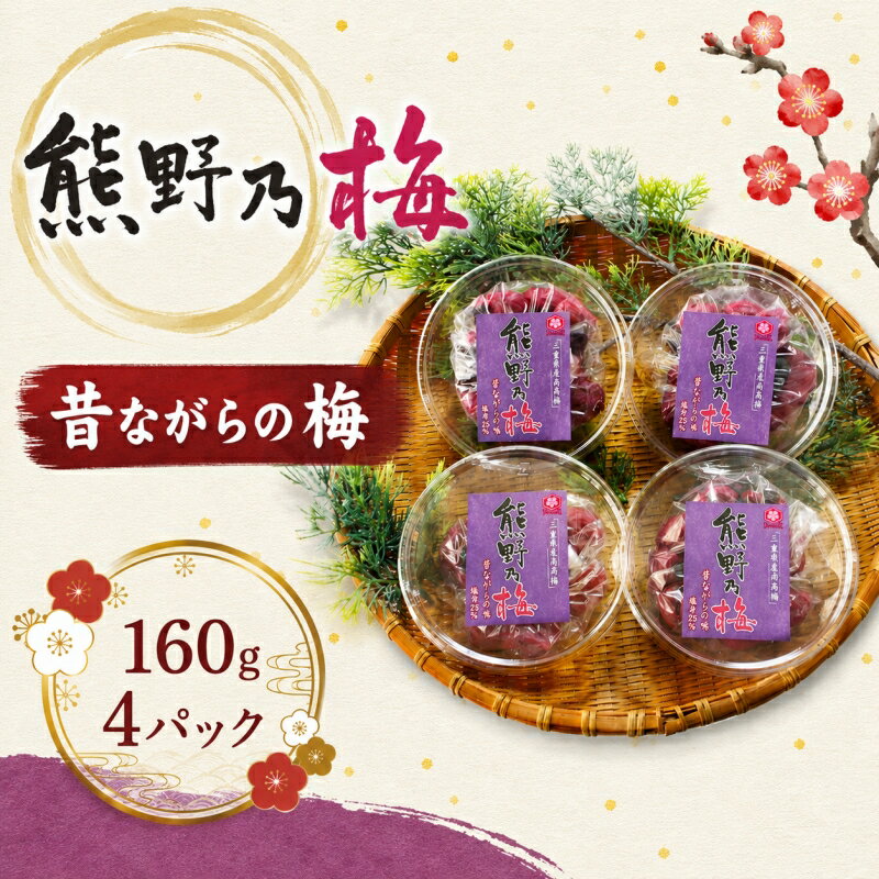 【ふるさと納税】 梅干し 熊野乃梅 昔ながらの梅 小分け 4パックセット 160g×4 三重 熊野市