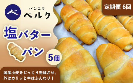 【6回定期便】塩バターパン 5個セット / パンセット 冷凍パン 朝食 おやつ ぱん 菓子パン ベーカリー / 稲沢市 / パン工房ベルク[BMAF023]