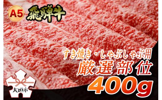 A5 飛騨牛 すき焼き しゃぶしゃぶ用 厳選 部位（肩バラ ブリスケ カタ ウデ モモ ほか）400g 牛肉 最高級 肉 霜降り和牛 国産 岐阜県 大垣市
