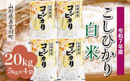 ＜令和7年産米＞ 令和8年3月上旬発送 こしひかり 【白米】 20kg （5kg×4袋） 山形県真室川町　◆RR7K20M-H2603A