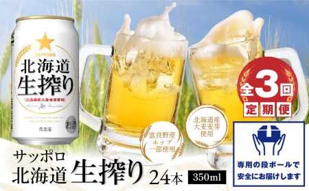 『定期便：全3回』サッポロ北海道生搾り350ml×24本【300057】