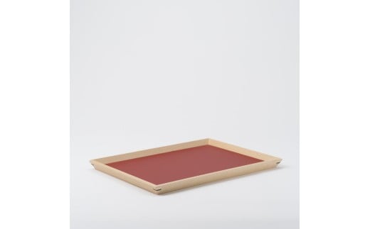 【木と暮らしの工房】シラカバ・トレー　＜サイズ：L／カラー：Red（赤）＞