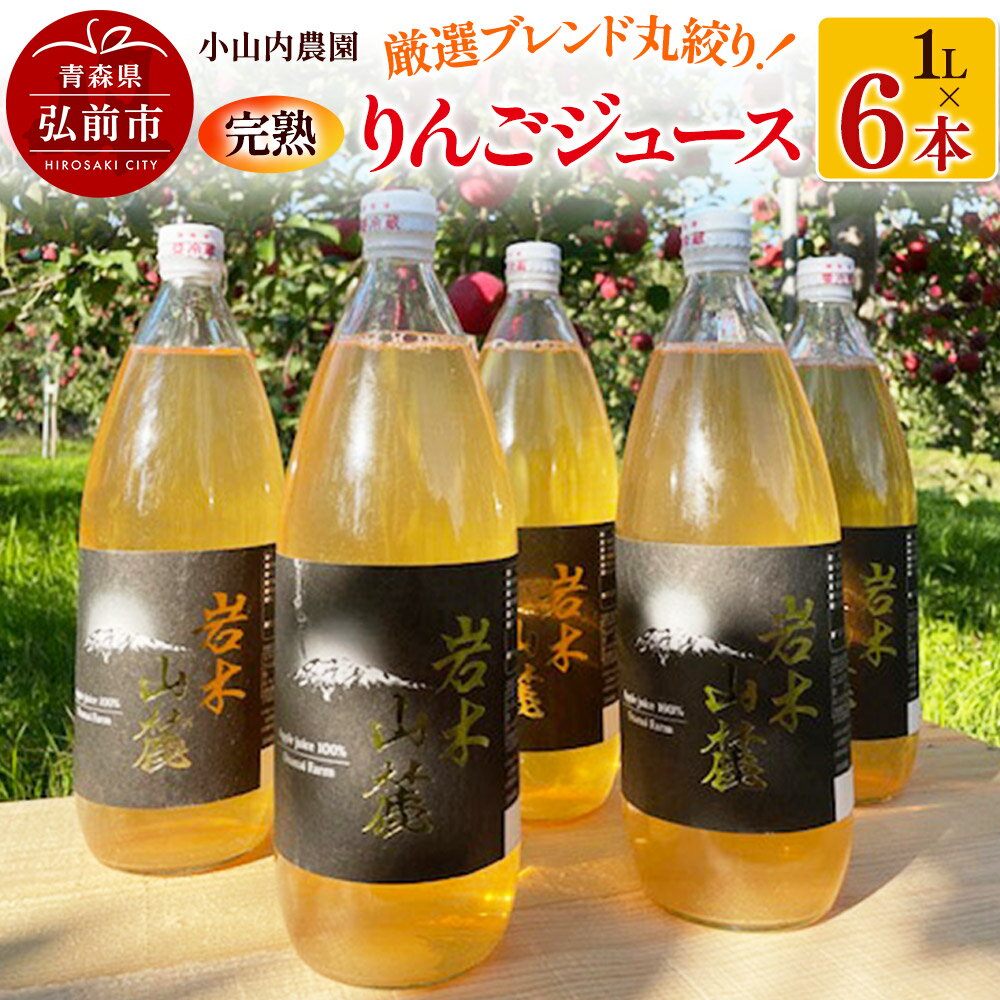 【ふるさと納税】小山内農園 厳選 ブレンド 丸絞り 完熟 りんごジュース 1L ×6本