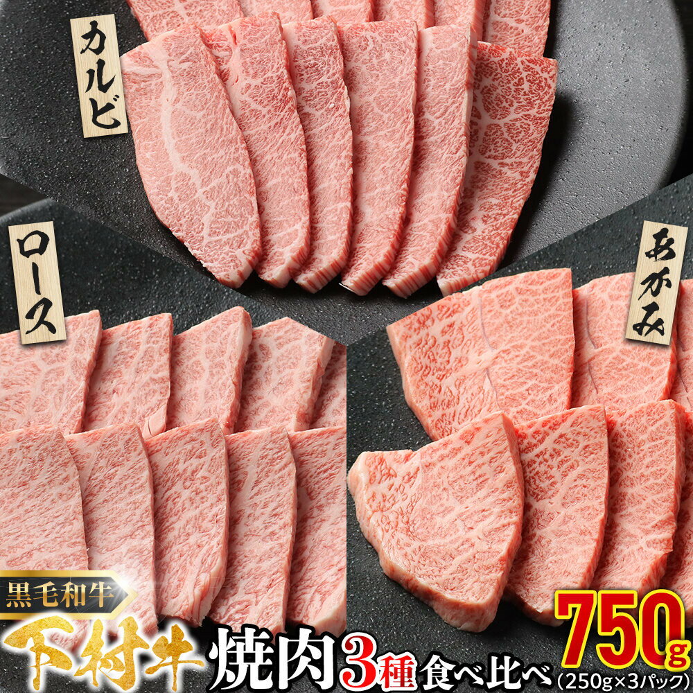 【ふるさと納税】『下村牛』焼肉3種食べ比べセット750g | 肉 牛肉 焼肉 セット お肉 食べ比べ 食品 ギフト 大府市 下村牛 和牛 黒毛 和牛 高級 BBQ プレミアム 焼肉用 バーベキュー 牛肉セット 産地直送
