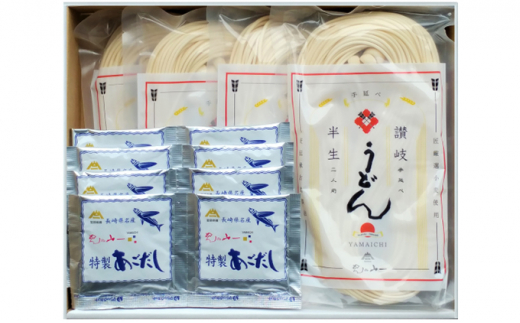 
            [№4631-2006]讃岐 東かがわ市自慢の半生うどん・だし詰合せ 8人前　S-QHUT-20
          