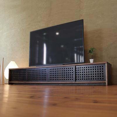 ふるさと納税 大川市 テレビボード　古都　4枚引戸　Hタイプ　焦茶色　233x45x39　大川市　WAプラス |  | 01