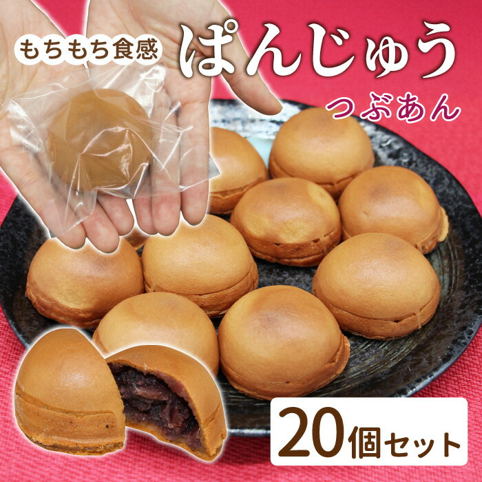 【ふるさと納税】もちもち生地 ぱんじゅう つぶあん 20個入り 個包装 冷凍 粒あん 餡子 小豆 スイーツ お茶菓子 まんじゅう 薄皮 手土産 あんこ 饅頭 和菓子 パン 10000円 1万円
