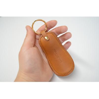 ふるさと納税 大木町 ヌメ革の靴べらキーホルダー/キャメル　BK027