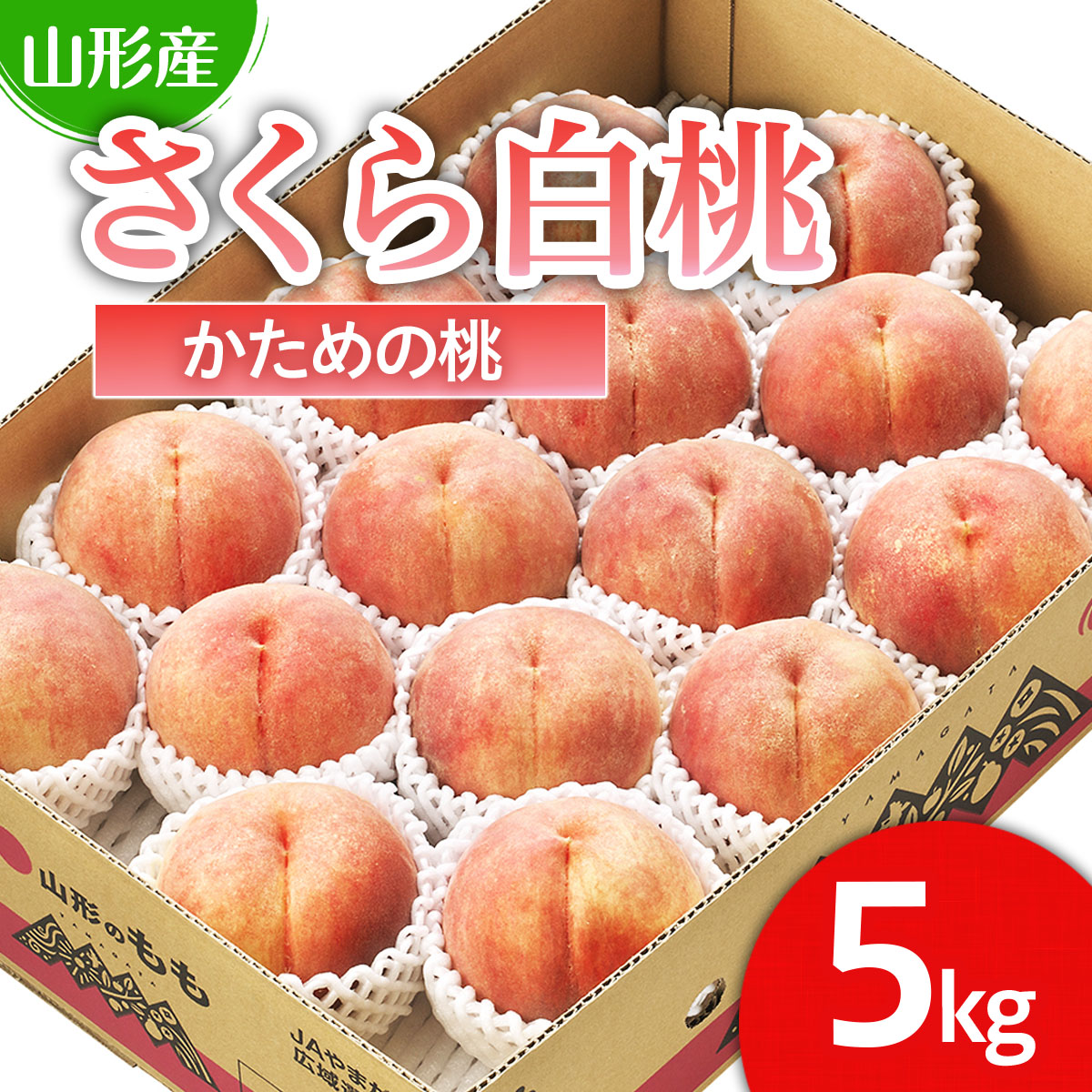 山形市産 桃「さくら白桃」 秀以上 5kg(12玉～16玉)[かための